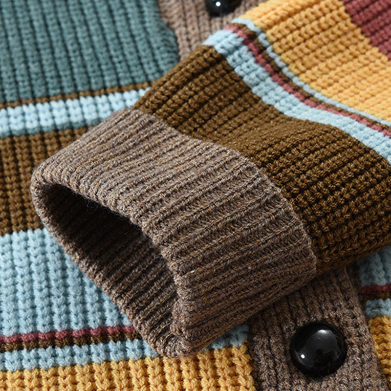 Marlon – Gestreifte Strickjacke mit Knopfleiste Herren