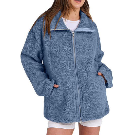 Amira – Damen Teddyjacke mit Reißverschluss und lockerer Passform