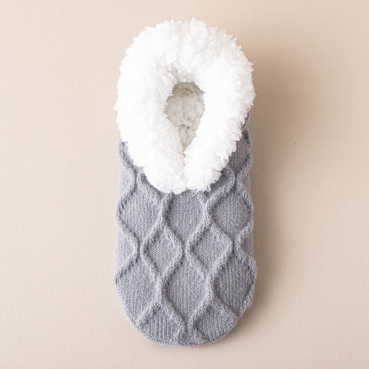 Ruby – Plush Cable-Knit Fleece Slipper Socks for Women