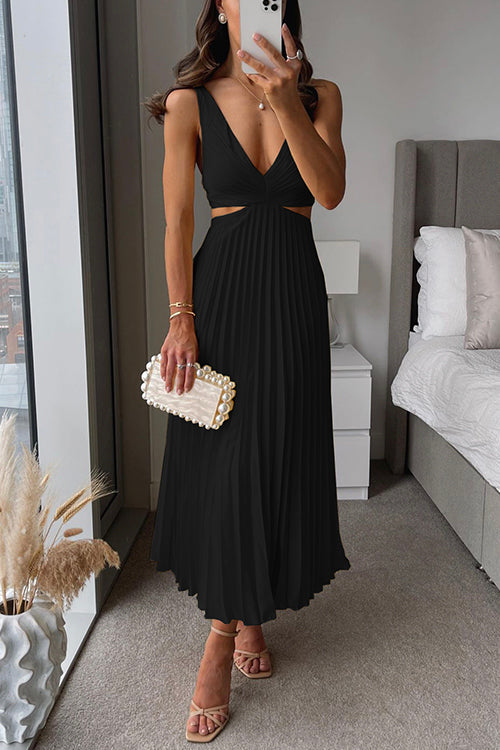 Elena – Plissiertes Cut-Out Midikleid Damen