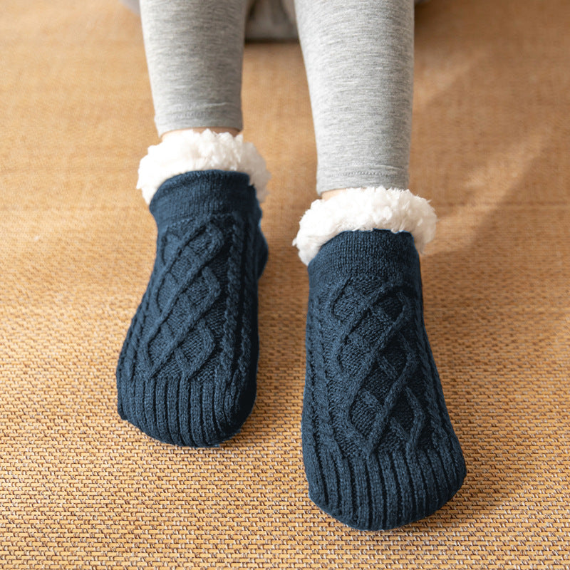Ella – Cozy Cable-Knit Fleece Slipper Socks for Women