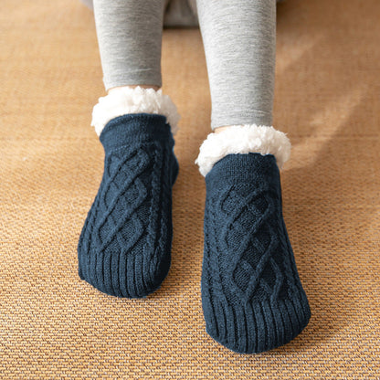 Ella – Cozy Cable-Knit Fleece Slipper Socks for Women