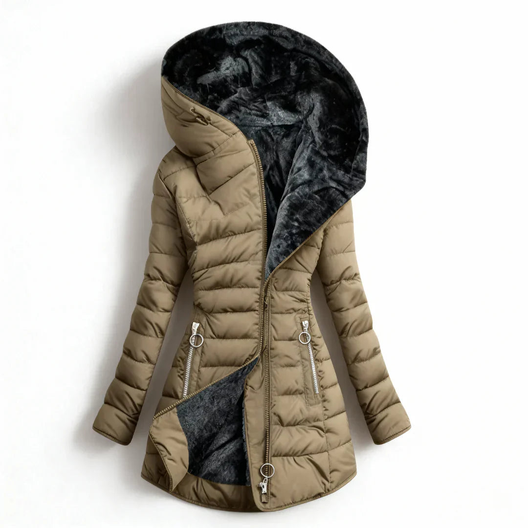 Lydia – Plush-Lined Asymmetrical Winter Puffer Coat for Women