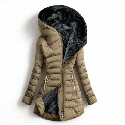 Lydia – Plush-Lined Asymmetrical Winter Puffer Coat for Women