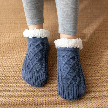 Ella – Cozy Cable-Knit Fleece Slipper Socks for Women