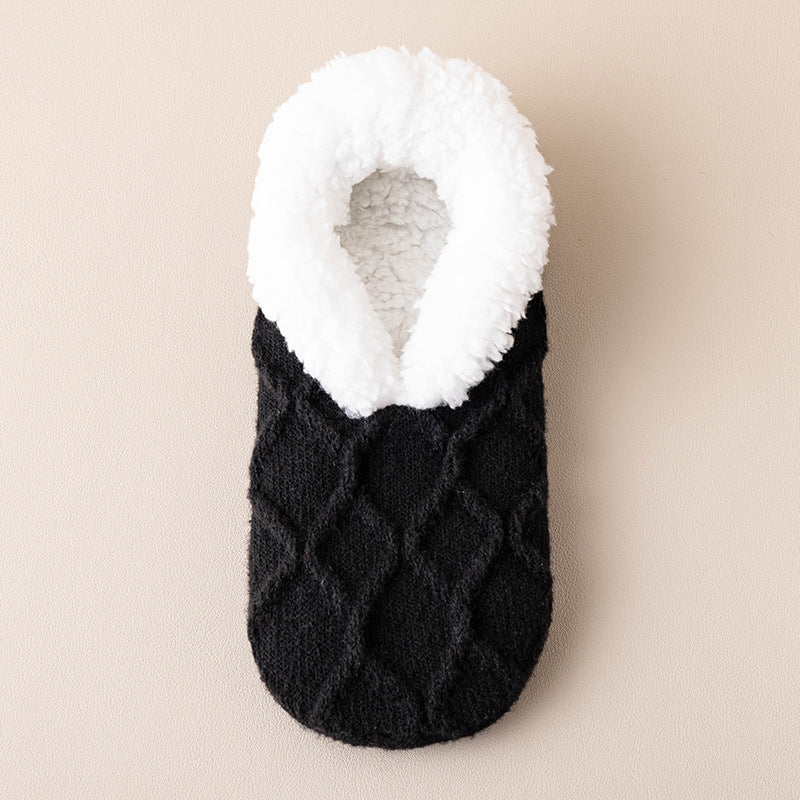 Ruby – Plush Cable-Knit Fleece Slipper Socks for Women