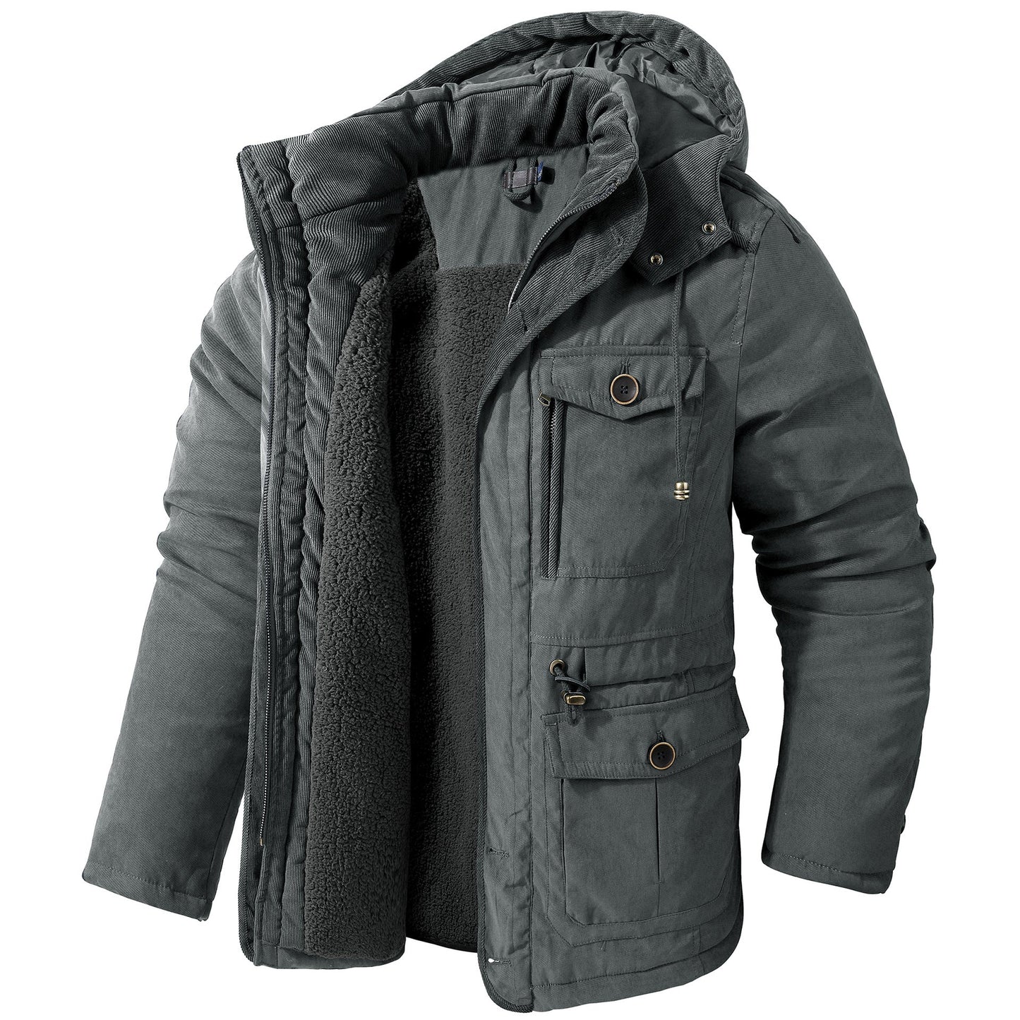 Damon – Herren Winterjacke mit Kapuze und warmem Futter