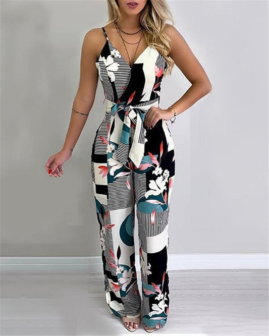 Mila – Jumpsuit mit grafischem Print und Taillengürtel