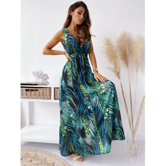 Ariana – Maxikleid mit tropischem Print