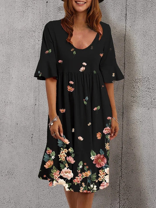 Iria - Vestido floral de manga midi con volante