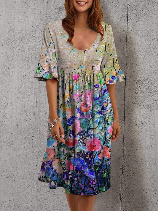 Iria - Vestido floral de manga midi con volante