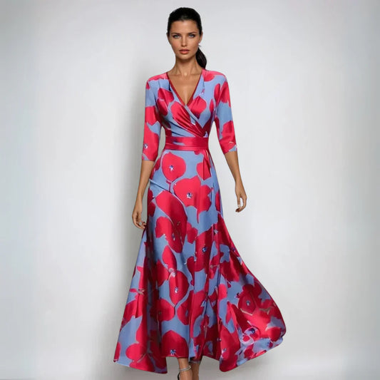 Sofia – Elegantes Blumenkleid mit Wickeloptik für Damen