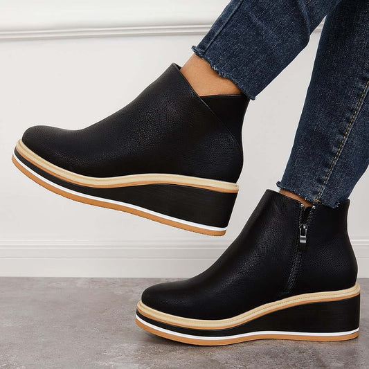 Noemi – Modische Plateau-Stiefeletten mit Reißverschluss