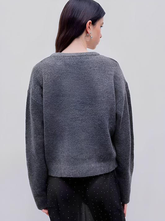 Amira – Damen Strickpullover mit Rundhalsausschnitt und legerer Passform