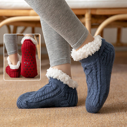 Ella – Cozy Cable-Knit Fleece Slipper Socks for Women