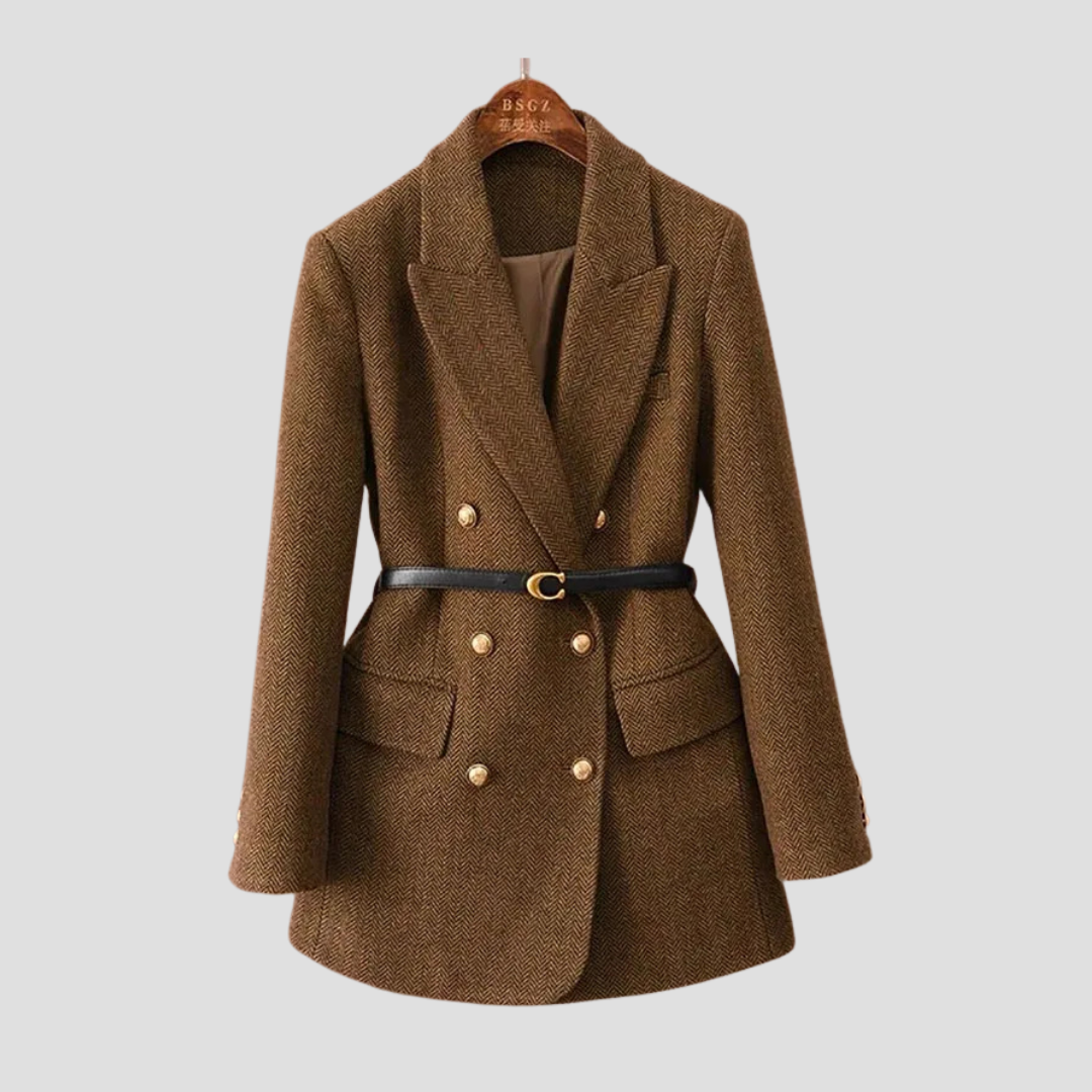 Sophie – Eleganter Tweed-Blazer mit Taillengürtel für Damen