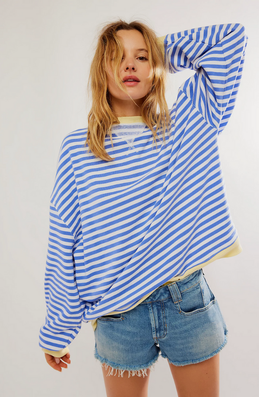 Nina - Damen Pullover Strick Sweater mit Streifenmuster