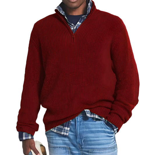 Liam - Herren Strickpullover mit halbem Reißverschluss