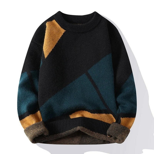 Leon – Herren Baumwoll Geometrisches Strickpullover