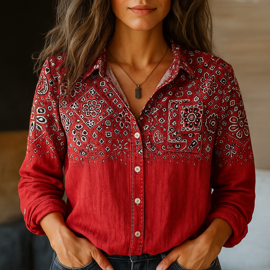 Laura – Patterned Button-Up Casual Shirt for Women