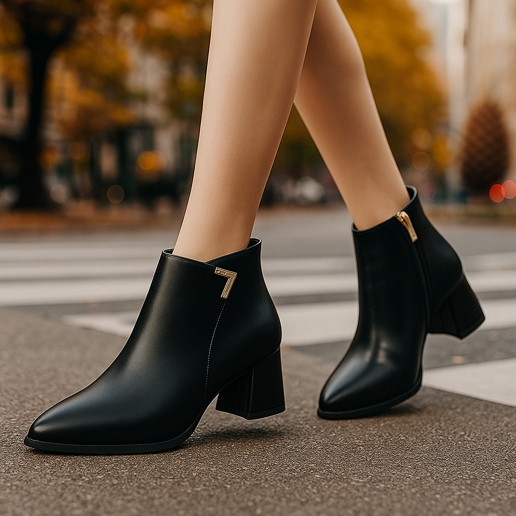 Ava – Elegant Block-Heel Ankle Boots for Women