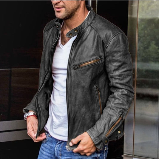 Darius – Herren Lederjacke im Biker-Stil