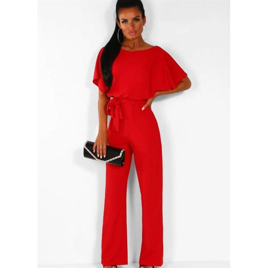 Liora – Damen Jumpsuit mit Bindegürtel und weitem Bein