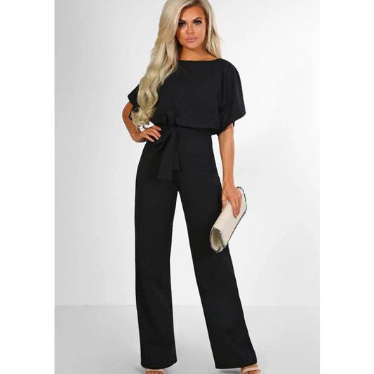 Liora – Damen Jumpsuit mit Bindegürtel und weitem Bein