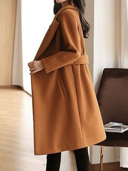 Amelia – Tailored Belted Wool-Blend Overcoat for Women