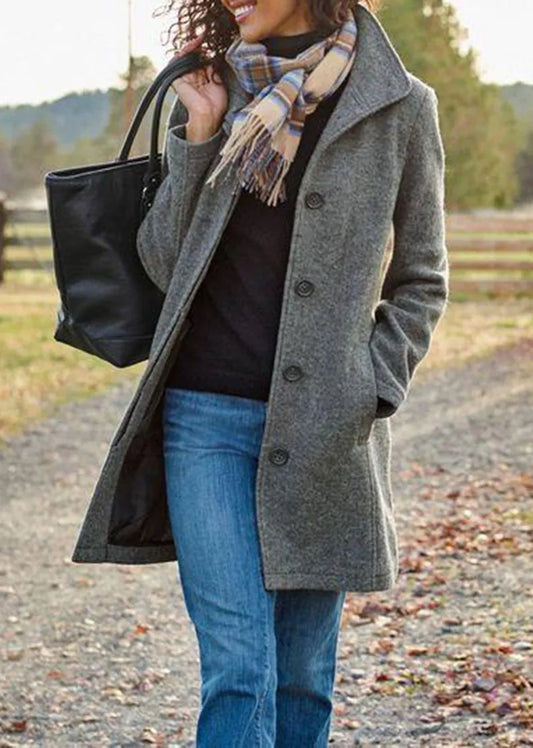 Fiora – Damen Mantel mit Knopfleiste und Reverskragen