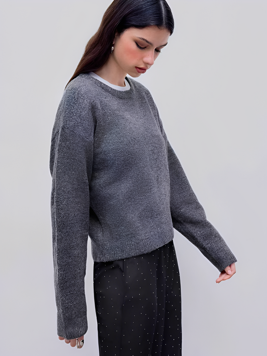 Amira – Damen Strickpullover mit Rundhalsausschnitt und legerer Passform