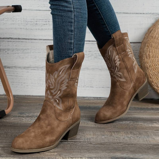 Liana – Klassische Cowboy-Stiefeletten mit Stickerei im Western-Stil