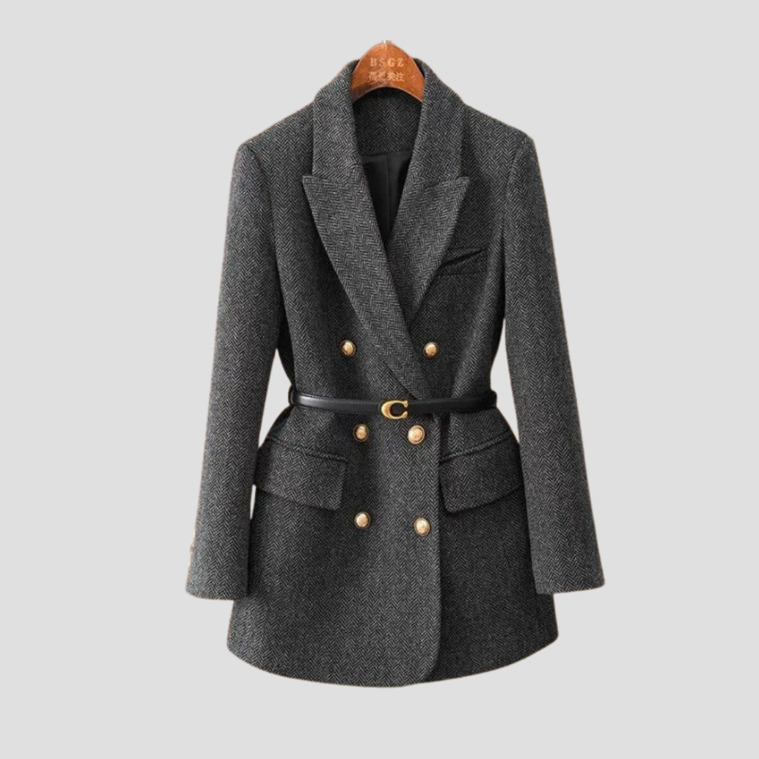 Sophie – Eleganter Tweed-Blazer mit Taillengürtel für Damen