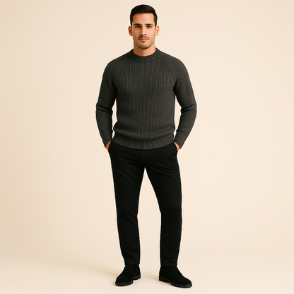 Jonas – Strukturierter Strickpullover mit Stehkragen für Herren