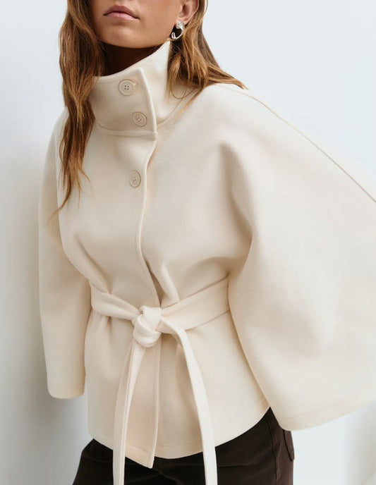 Amira - Damen Cape-Mantel mit Taillengürtel