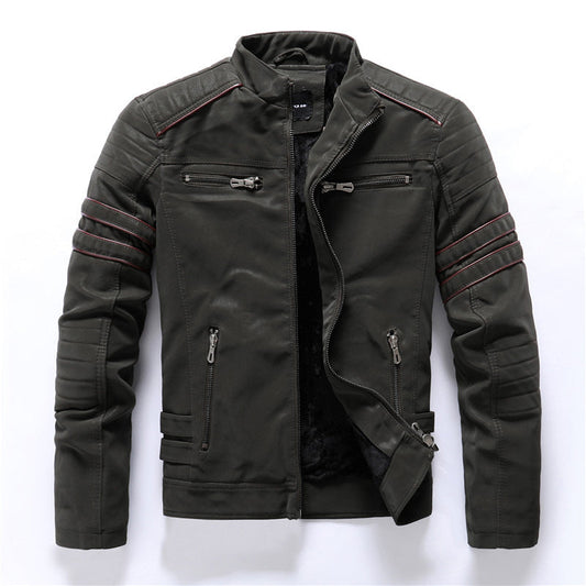 Adrian - Herren Bikerjacke mit Reißverschluss und Stehkragen