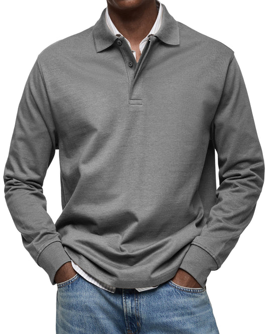 Raphael - Herren Langarm-Poloshirt mit Knopfleiste