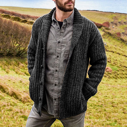 Ewan – Chunky Knit Shawl-Collar Cardigan for Men