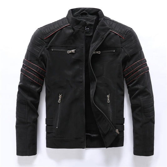 Adrian - Herren Bikerjacke mit Reißverschluss und Stehkragen