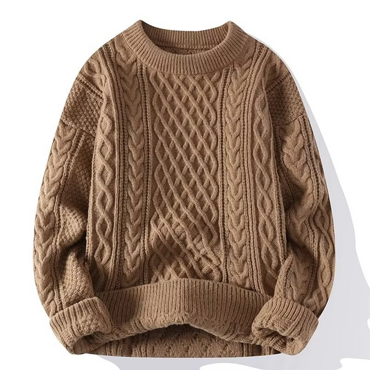 Karen - Herren wollen Pullover mit Zopfstrick und Rundhalsausschnitt