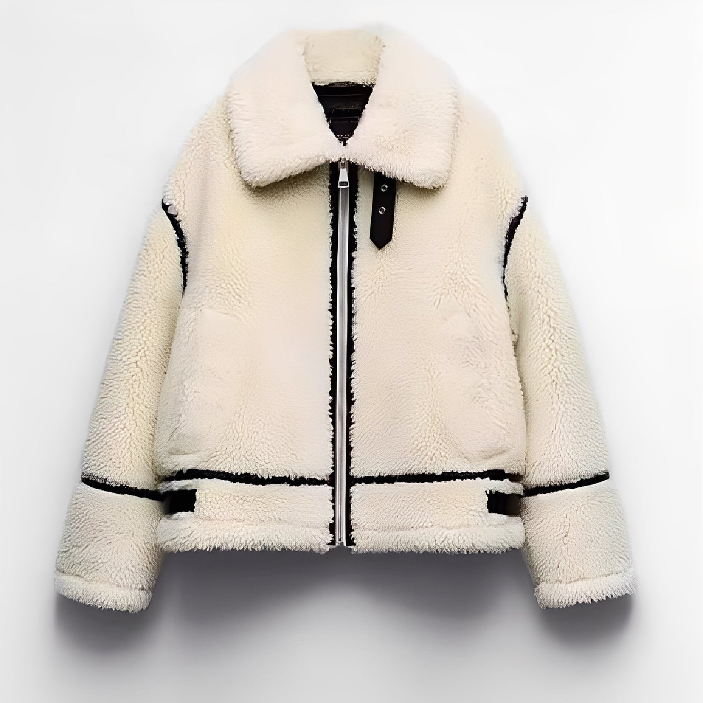 Clara – Oversized Shearling-Inspired Aviator Jacket for Women