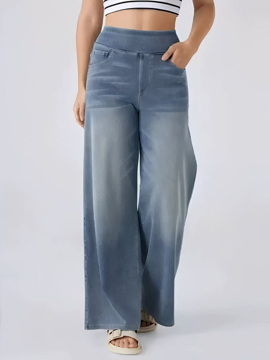 Alina - Damen Jeans mit weitem Bein und elastischem Bund