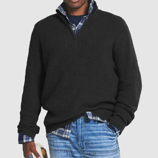 Liam – Herren Strickpullover mit halbem Reißverschluss
