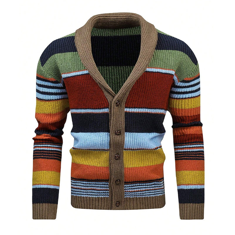 Marlon – Gestreifte Strickjacke mit Knopfleiste Herren