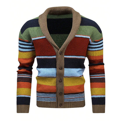Marlon – Gestreifte Strickjacke mit Knopfleiste Herren