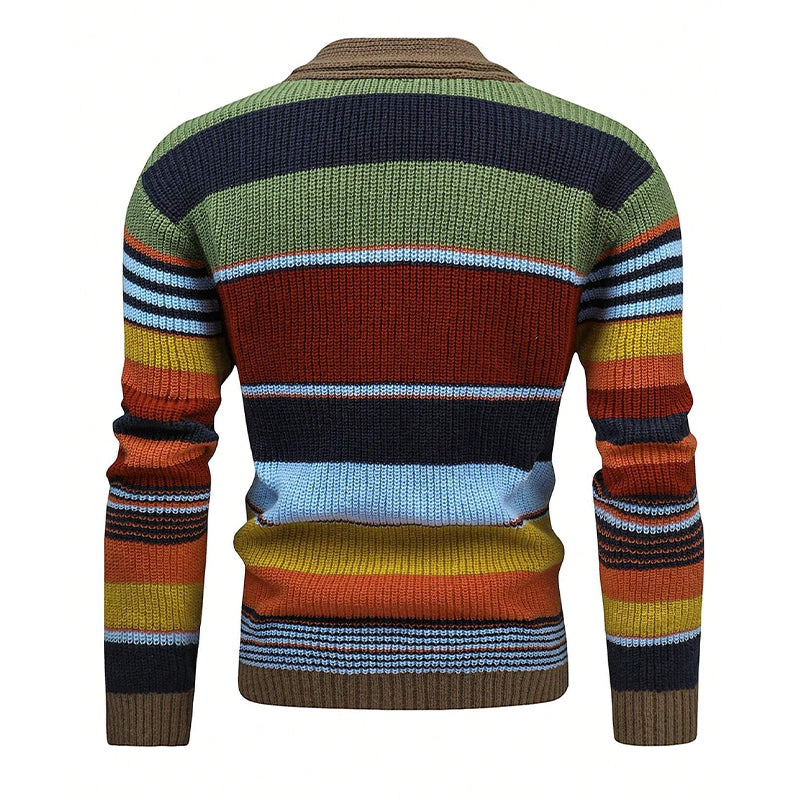 Marlon – Gestreifte Strickjacke mit Knopfleiste Herren