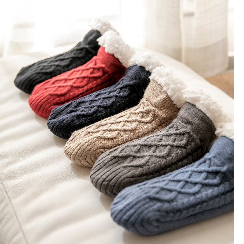Ella – Cozy Cable-Knit Fleece Slipper Socks for Women