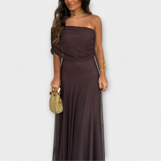 Adriana – Elegantes Off-Shoulder-Maxikleid für Damen