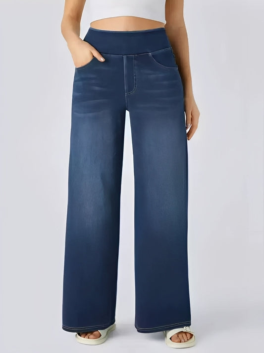 Alina - Damen Jeans mit weitem Bein und elastischem Bund