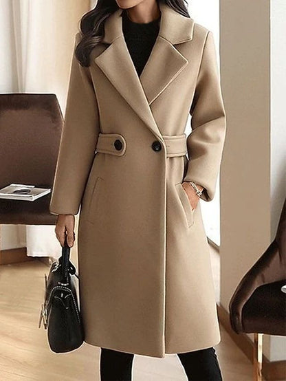 Amelia – Tailored Belted Wool-Blend Overcoat for Women